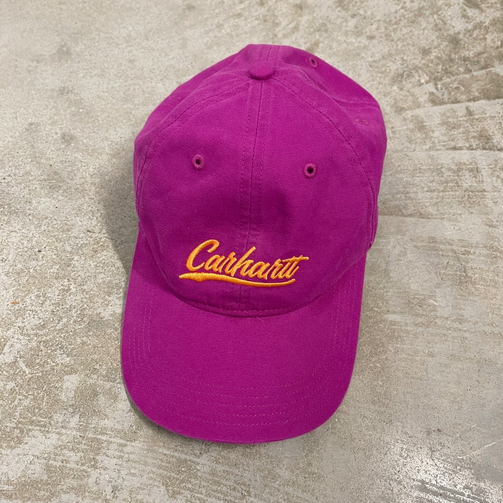 Carhartt Magenta Purple Canvas Baseball Cap Script Logo Adjustable Hat